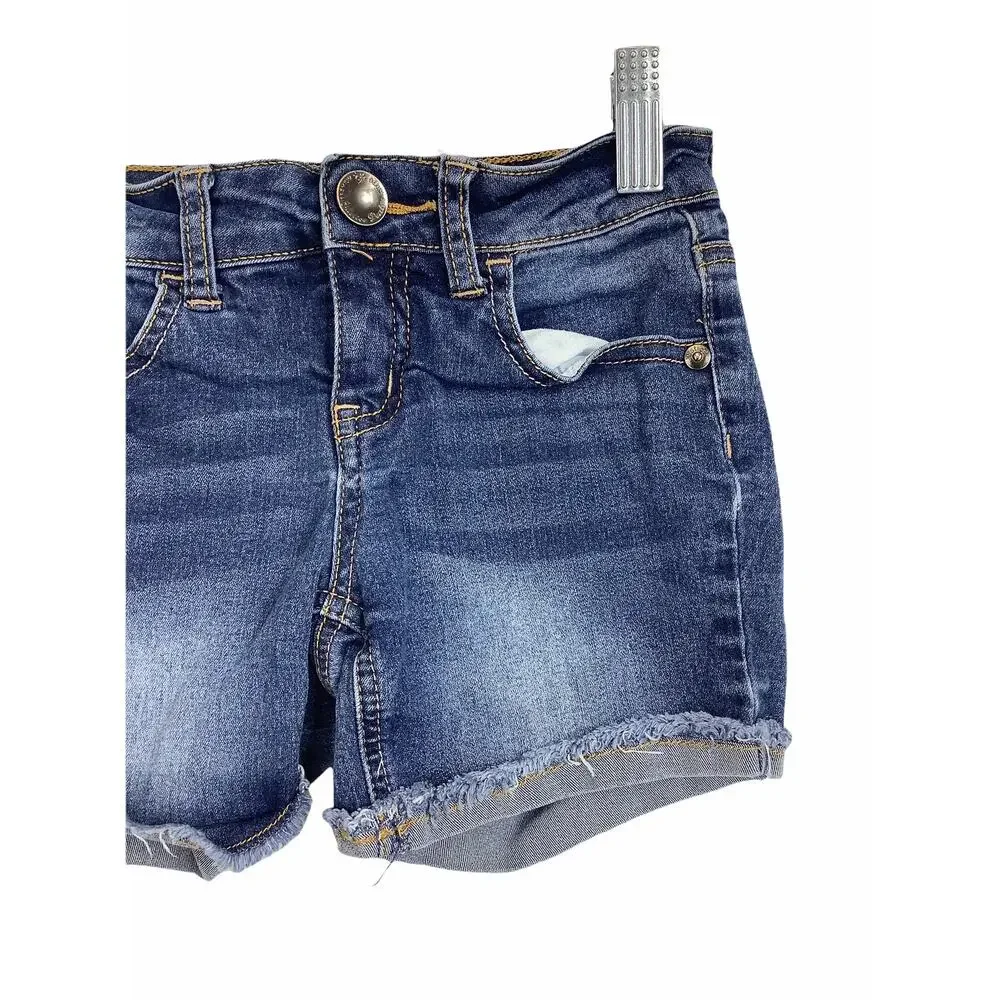Justice Girl's Faded Dark Wash Blue Denim Jean Shorts Kid's Youth Size 7